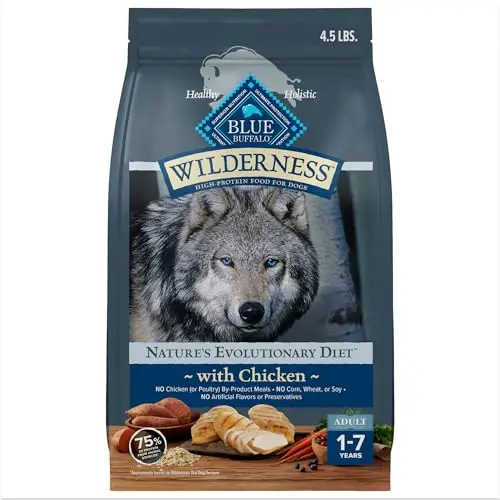 Blue Buffalo Wilderness dog food with chicken and wholesome grains