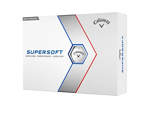 Callaway Supersoft golf ball in white with blue splatter design