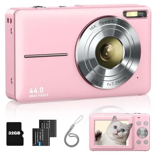 LECRAN pink digital camera with compact point-and-shoot design