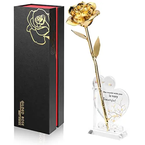 Anthonic 24K gold dipped real rose in elegant presentation box