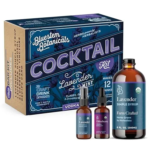 Bluestem Botanicals lavender vodka mixer gift set with multiple bottles