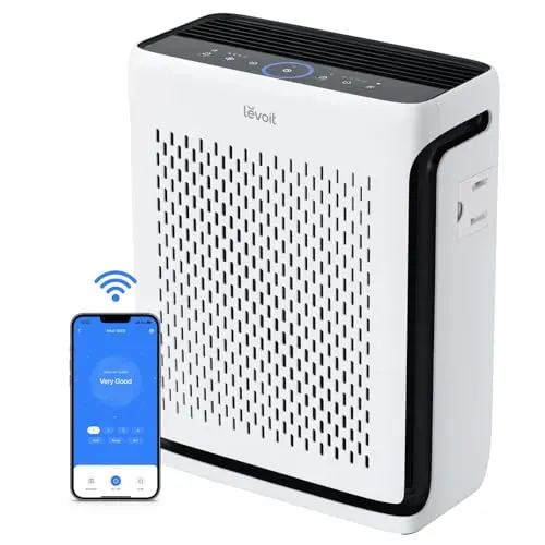 LEVOIT Vital 100S-P slim white air purifier with touch controls