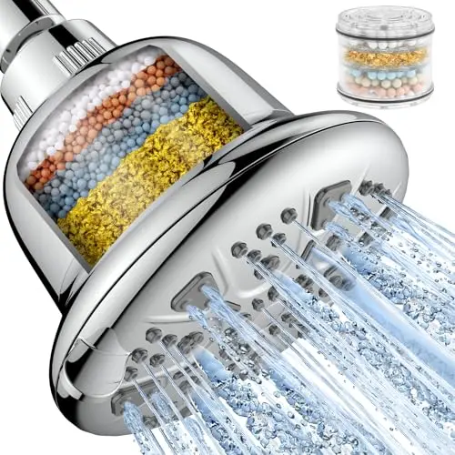 MakeFit fixed shower head with filter and multiple spray modes