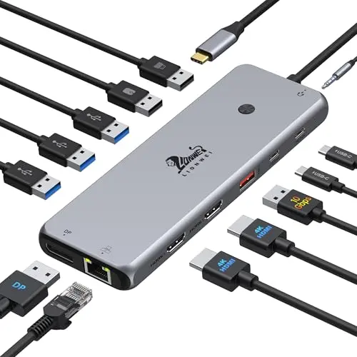 LIONWEI USB C docking station with triple display and multiple ports