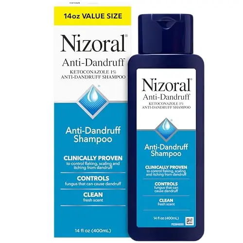 Nizoral anti-dandruff shampoo with fresh scent in larger 14oz bottle