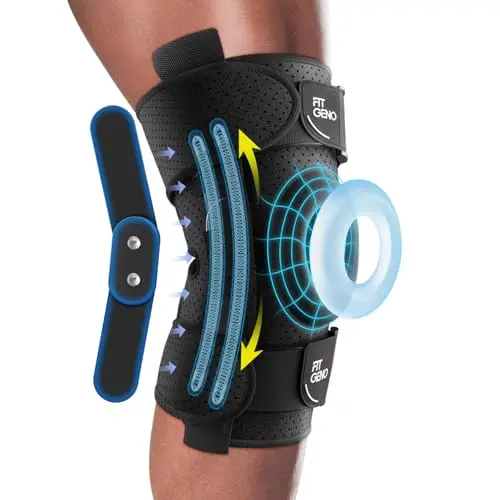 Fit Geno hinged knee brace with side stabilizers for injury recovery