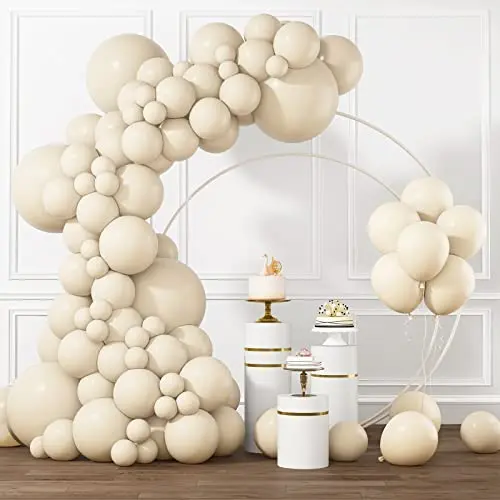 RUBFAC sand white cream beige balloons for elegant balloon arches