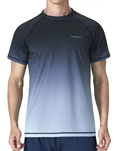 Men's UPF 50+ swim shirt with gradient black design