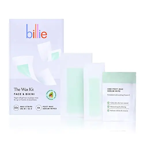 Billie wax strip kit with pre-cut strips and serum wipes