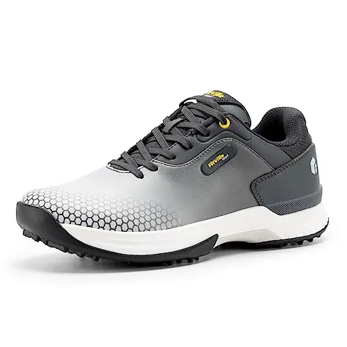 FitVille wide men's golf shoes in gray with spiked design