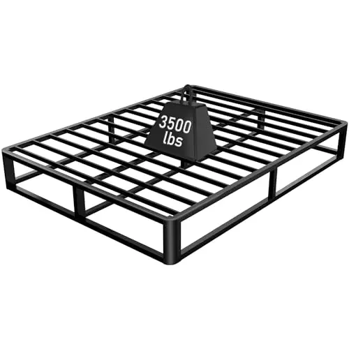 Firpeesy queen size metal bed frame with anti-bending design