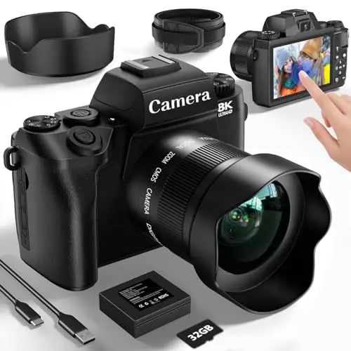 NIKICAM digital camera with dual lenses and touch screen