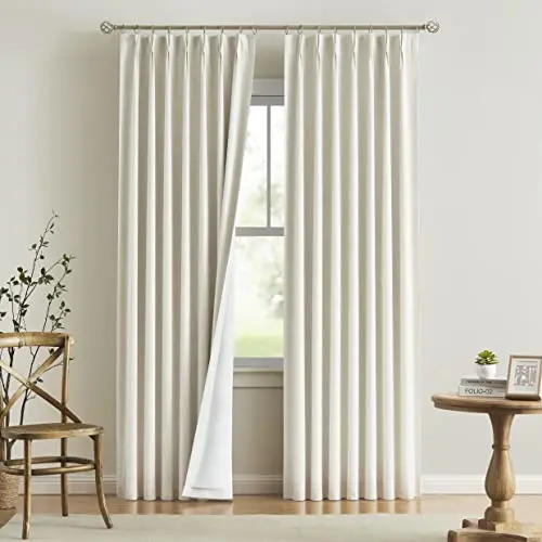 Vision Home pinch pleated blackout curtains in natural color