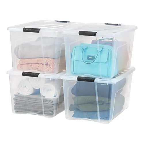 IRIS USA stackable plastic storage bins for clothes organization