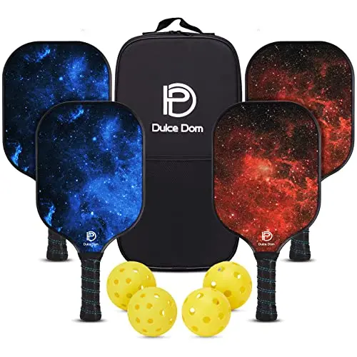 DULCE DOM wooden pickleball paddles set with starry sky design