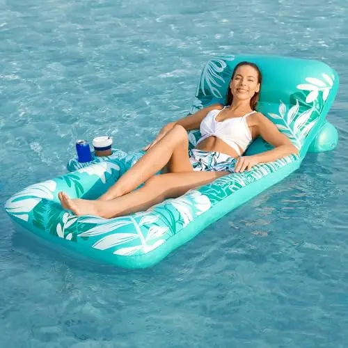 Jasonwell inflatable pool float lounger in turquoise with adjustable backrest