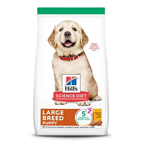 Hill's Science Diet Large Breed Puppy Food bag with chicken and brown rice formula