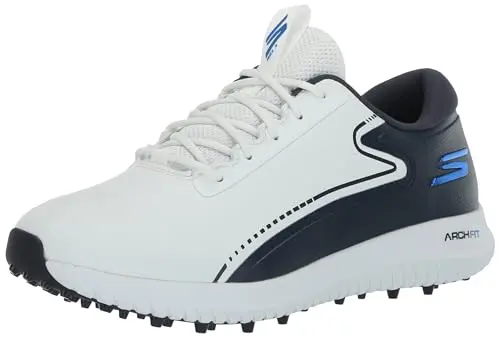 Skechers Max 2 Arch Fit waterproof spikeless golf shoes in white and navy