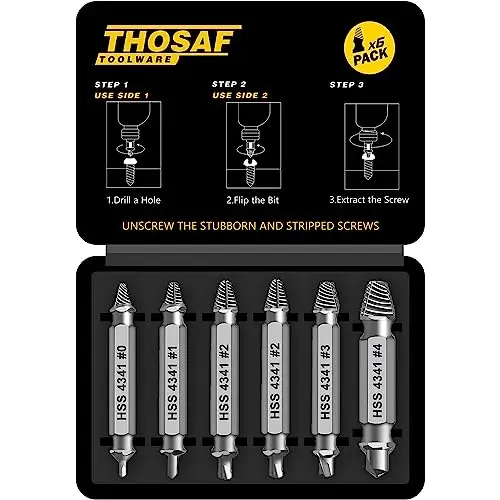THOSAF damaged screw extractor set with multiple sizes