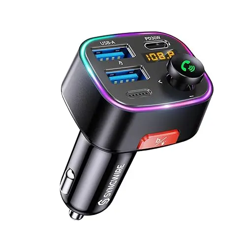 Syncwire FM transmitter with LED display and dual USB charging
