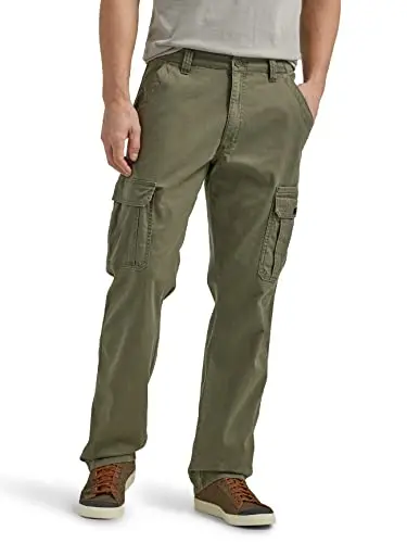 Wrangler Authentics relaxed fit stretch cargo pants showing flexible waistband