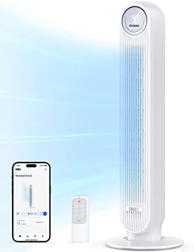 Dreo white smart tower fan with app control