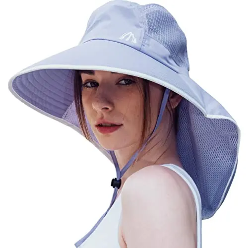 Women's waterproof sun hat with neck flap and ponytail hole