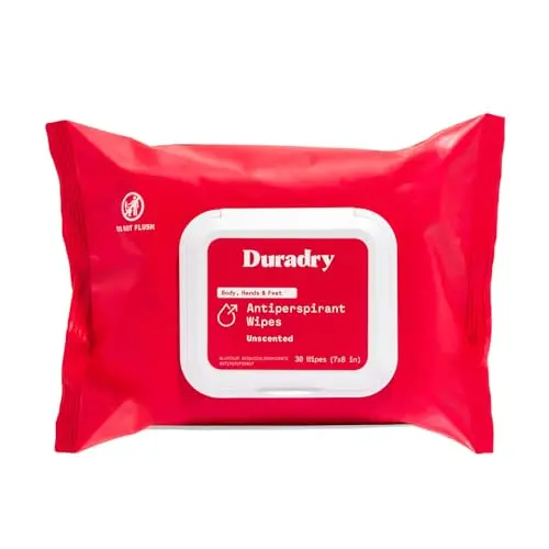 Duradry whole body antiperspirant wipes for underarms, chest, and more