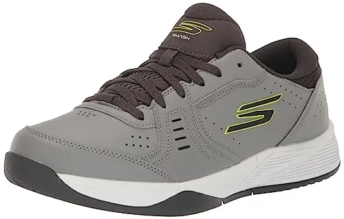 Skechers Viper Court Smash pickleball shoes in grey and lime color