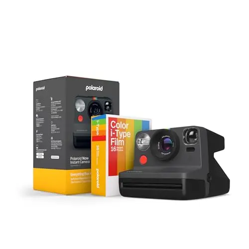 Polaroid Now instant film camera in black