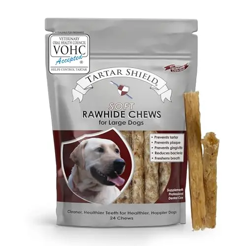 Tartar Shield soft rawhide chews for large dogs