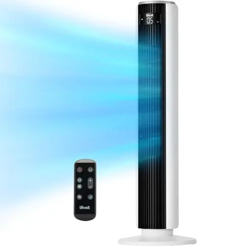 LEVOIT white tower fan with LED display
