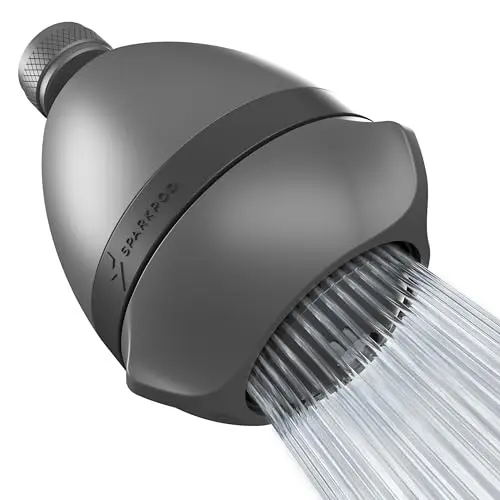 SparkPod charcoal grey shower head with compact design and multiple modes