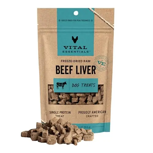 Vital Essentials freeze-dried raw beef liver dog training treats