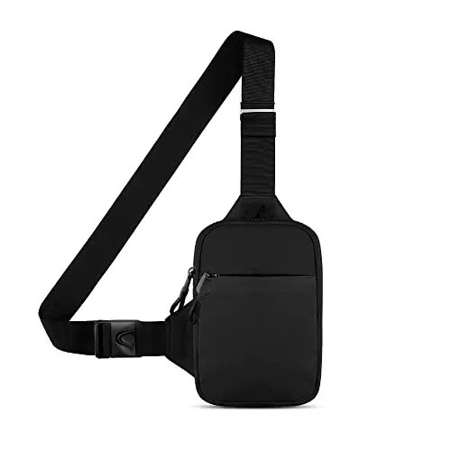Simptech mini sling bag in black with dual pockets