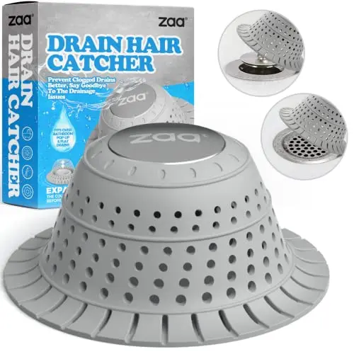 zaa collapsible silicone shower drain hair catcher with stainless steel weight