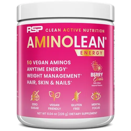 RSP NUTRITION AminoLean Pre Workout Powder in Berry Elixir flavor