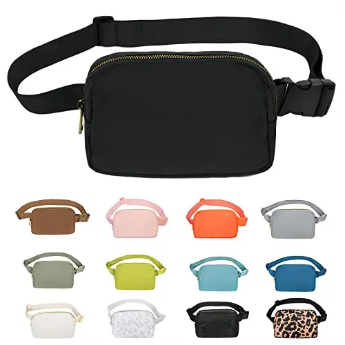 VOROLO fanny pack crossbody bag in black with multiple pockets