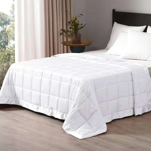 downluxe white weighted blanket with jacquard design