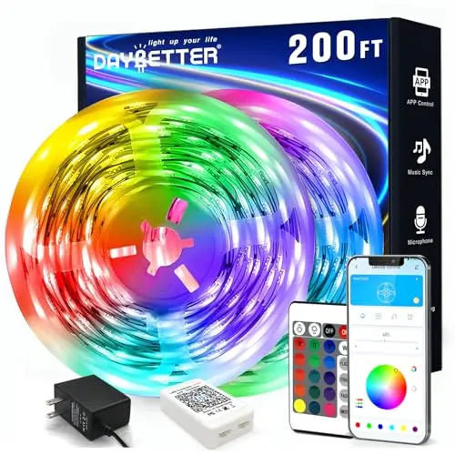DAYBETTER 200-foot LED strip lights for extensive room decoration