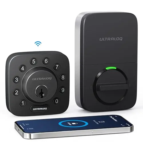 ULTRALOQ U-Bolt WiFi smart lock with door sensor in black
