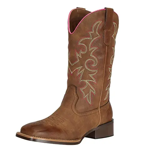 J's.o.l.e women's square toe cowboy boots with embroidery