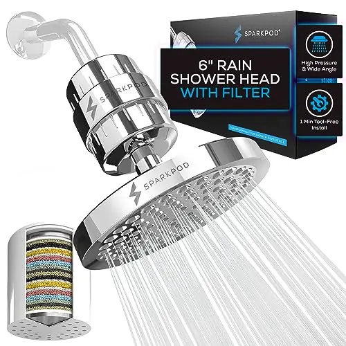 SparkPod 6-inch round shower head with 23 stage filter
