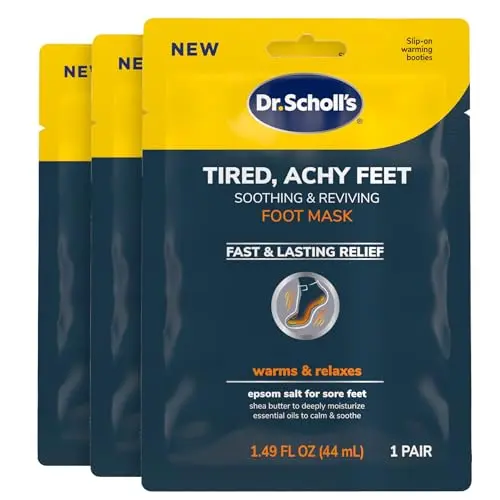 DR. SCHOLL'S self-heating foot mask booties for tired, achy feet relief