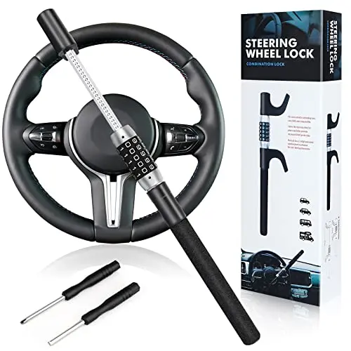 LAMA black combination steering wheel lock with digital display