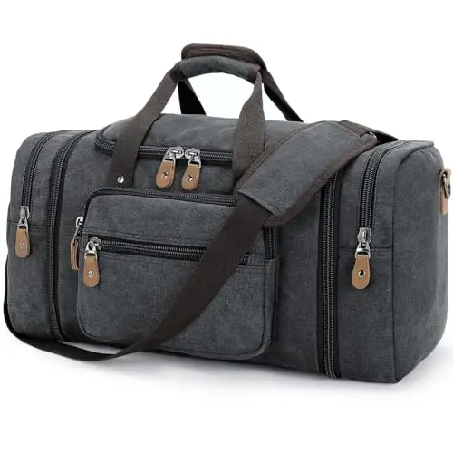 GONEX canvas travel duffel bag in dark gray