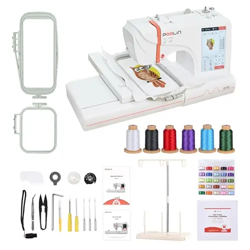 Poolin EOC05 embroidery machine with large hoop and touchscreen