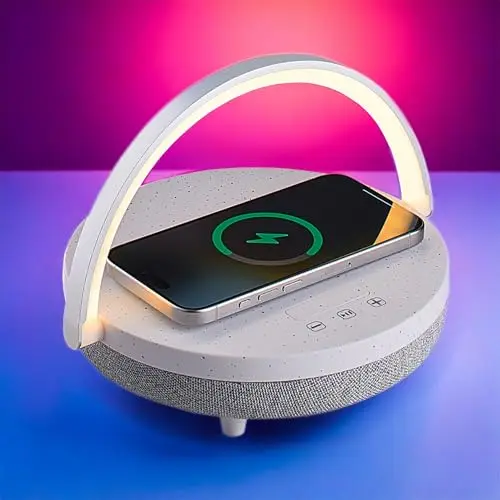 BELMAK bedside lamp with wireless charging, Bluetooth speaker, and touch control
