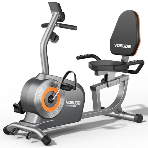 YOSUDA recumbent exercise bike with quick-adjust seat mechanism