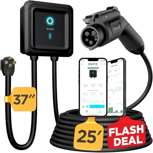 EVIQO Level 2 EV Charger with smart display and J1772 connector